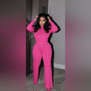 Elegant Pink Wide Leg Jumpsuit
